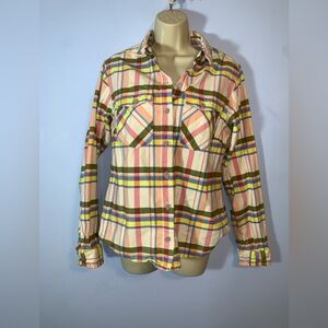 Stio willow midweight pastel Plaid button up thick organic cotton Shirt medium